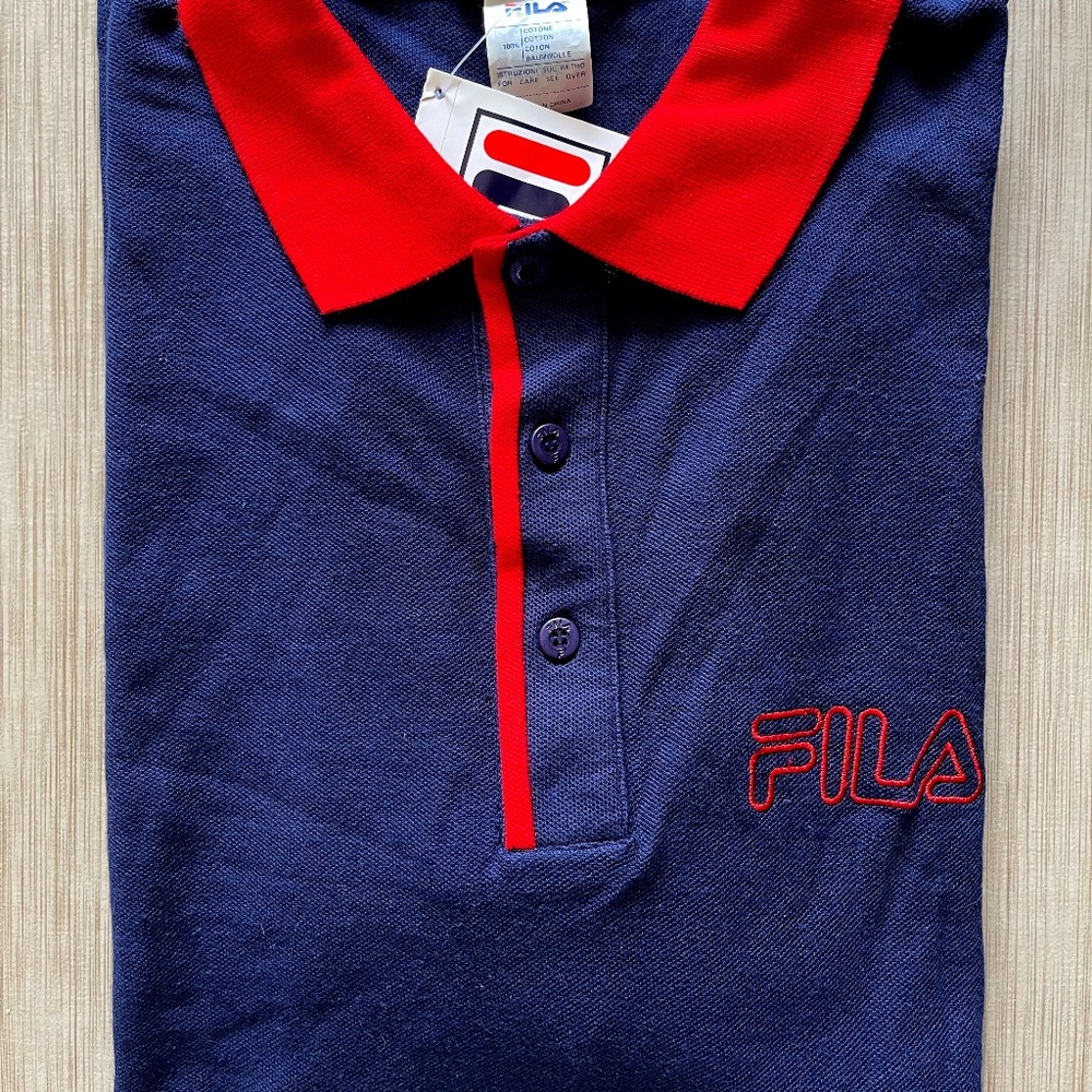 Rare Vintage NWT Fila Men’s Polo Shirt Navy UOMO Size XXL/USA 42